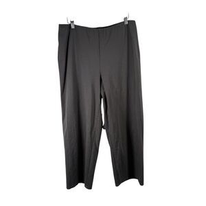 Eileen Fisher Cotton Ponte Wide Leg Pull On Pants Green Womens Medium